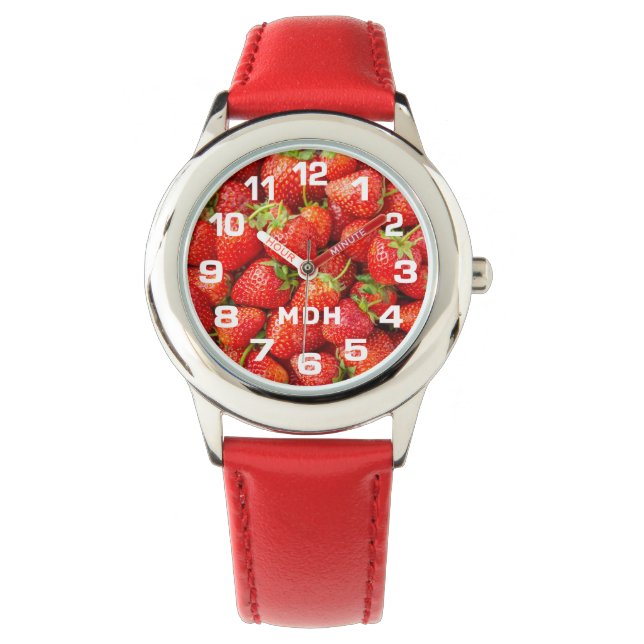 Custom Monogram Strawberries Watch (Front)