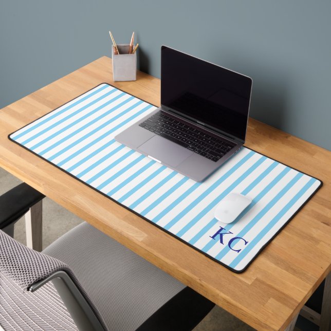 Custom Monogram Striped Workspace Personalized Desk Mat (Office 2)