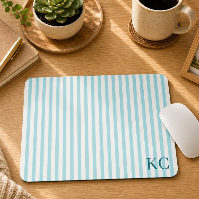 Custom Monogram Striped Workspace Personalized Mouse Pad (Creator Uploaded)