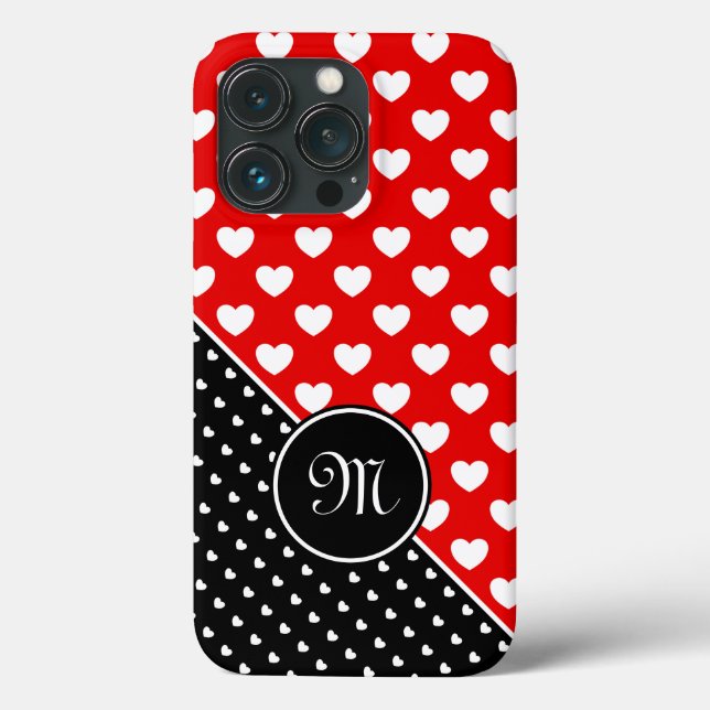 Custom Monogram Stylish Red, Black And White Case-Mate iPhone Case (Back)