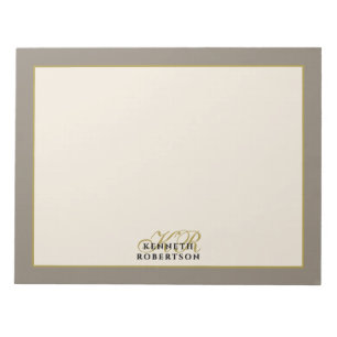 Custom Monogram Taupe Cream Gold Minimalist Men  Notepad