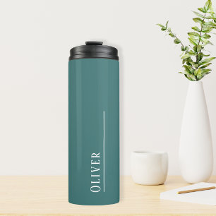 Custom monogram, teal green blue thermal tumbler