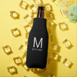 Custom Monogram Template Elegant Black And White Bottle Cooler<br><div class="desc">Elegant Modern Monogram Initial Black And White Simple Custom Template Kitchen & Dining / Storage & Carriers / Can Coolers / Bottle Cooler.</div>