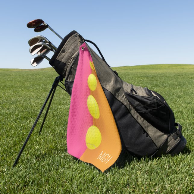 Custom Monogram Tennis Balls Golf Towel (Green)