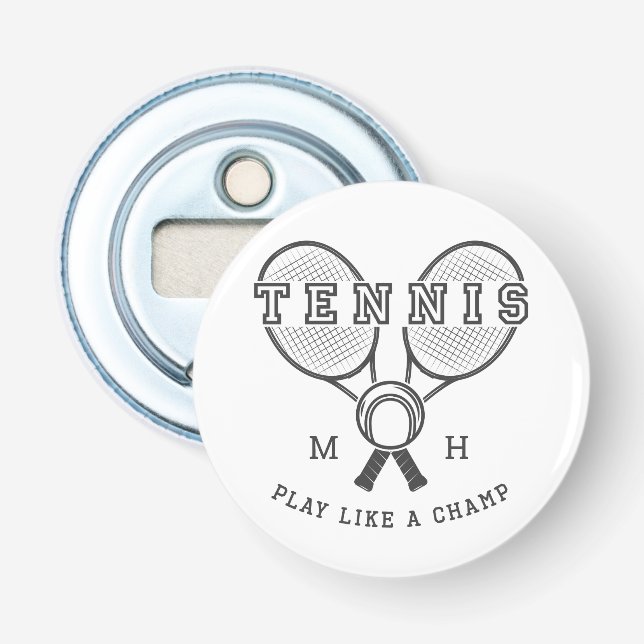 Custom monogram TENNIS bottle opener (Front)