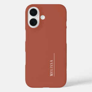 Custom monogram, terracotta colour iPhone 16 case