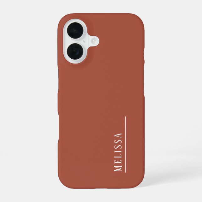Custom monogram, terracotta colour  iPhone 16 case (Back)