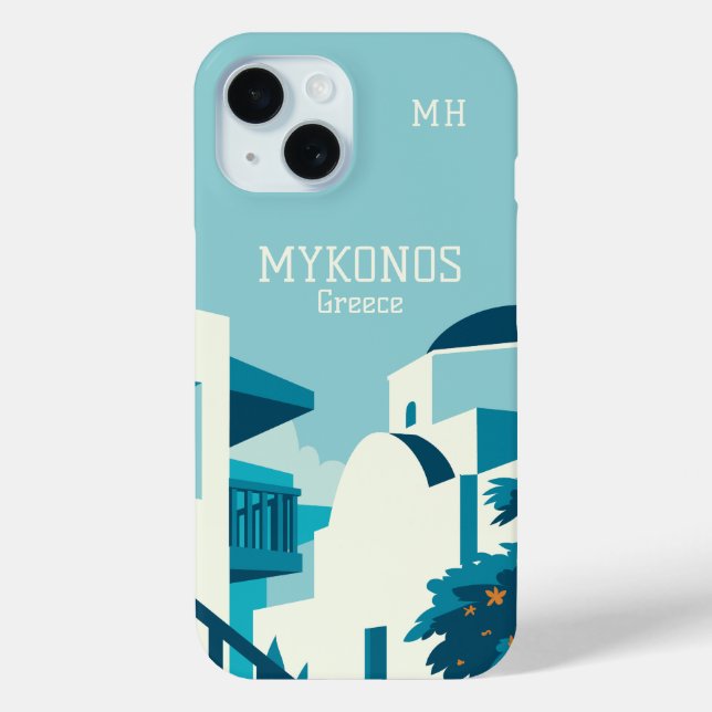 Custom Monogram & Text Greece Case-Mate iPhone Case (Back)
