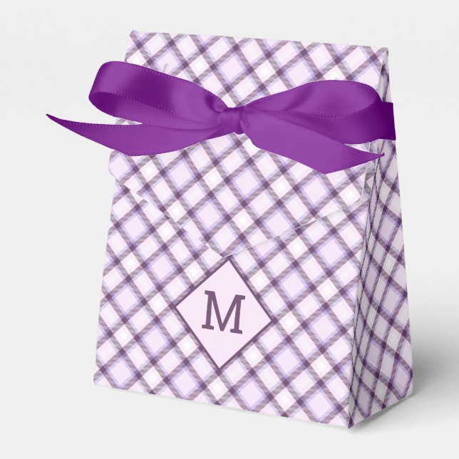 Custom Monogram & Text Plaid / Tartan Pattern Favor Box (Front Side)