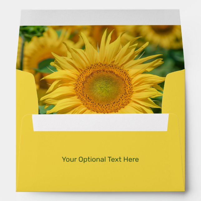 Custom monogram & text Sunflower Envelope (Back (Bottom))