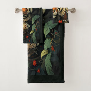 Custom Monogram Tigers Illustration Bath Towel Set