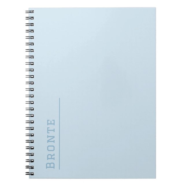 Custom monogram, trendy colour Ice Blue Notebook (Front)