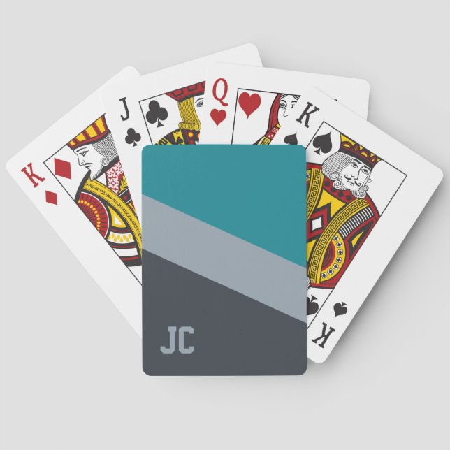 Custom monogram Tri-Colour playing cards (Back)