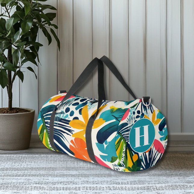 Custom Monogram Tropical Abstract Pattern  Duffle Bag (Creator Uploaded)
