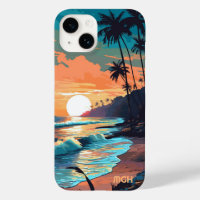 Custom Monogram Tropical Beach Sunset