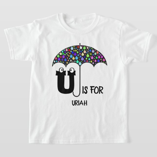 Custom monogram U is for Umbrella cute name T-Shirt (Laydown)