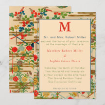 Custom Monogram Vintage Japanese Floral Wedding