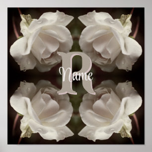 Custom Monogram Vintage Roses Personalized Poster