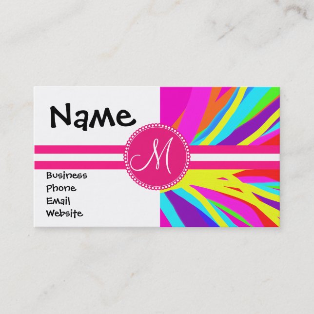 Custom Monogram Vivid Colour Paint Brush Strokes Business Card (Front)