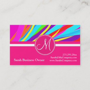 Custom Monogram Vivid Colour Paint Brush Strokes Business Card
