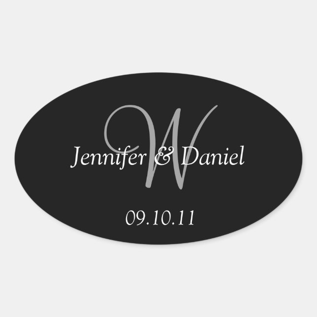 Custom Monogram W Wine Labels (Front)