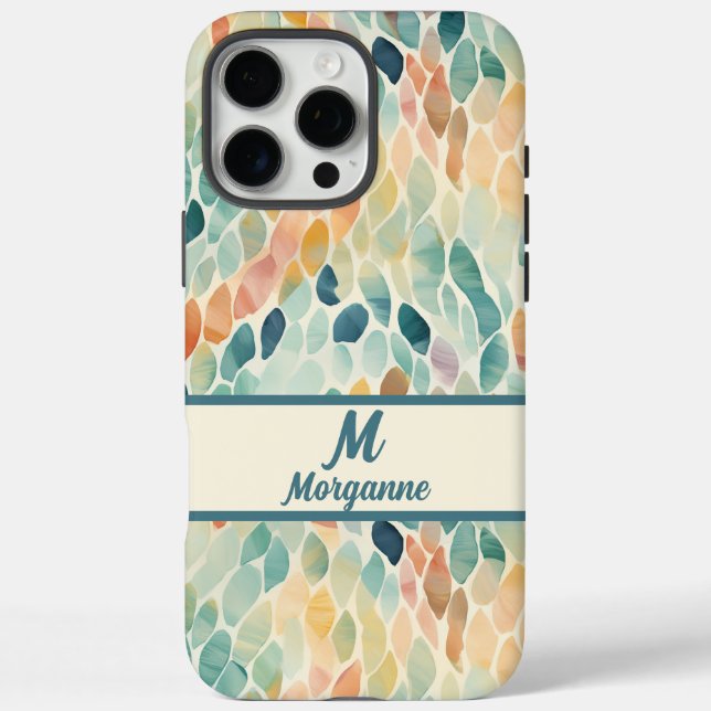 Custom Monogram Watercolor Leaf Pattern Case-Mate iPhone Case (Back)