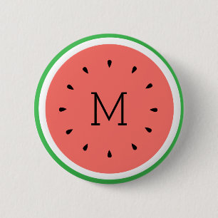 custom monogram watermelon 2 inch round button