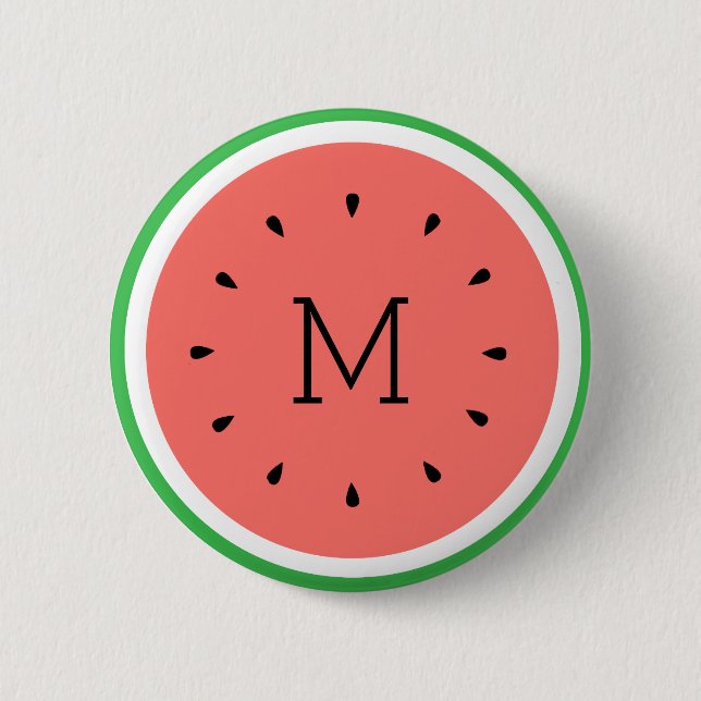 custom monogram watermelon 2 inch round button (Front)