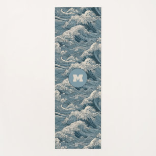 Custom Monogram Waves Pattern Yoga Mat