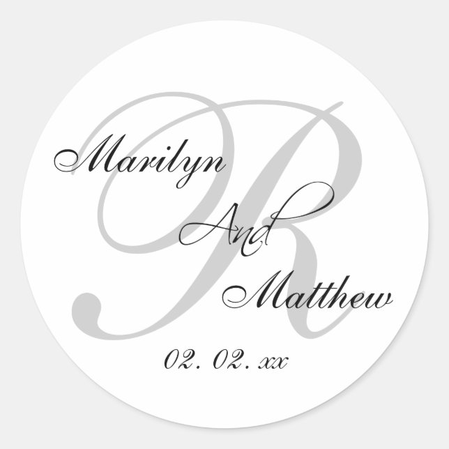 Custom Monogram Wedding Favour Sticker (Front)