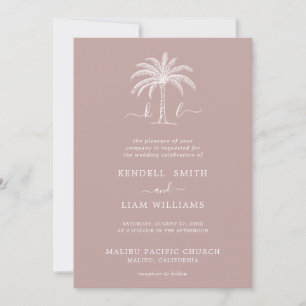 Custom Monogram Wedding Logo Palm Tree Invitation