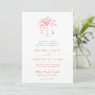 Custom Monogram Wedding Logo Palm Tree Invitation
