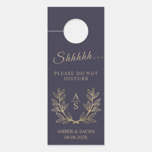 Custom Monogram Wedding Logo With Wreath Door Hanger