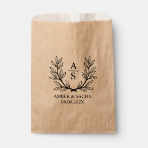 Custom Monogram Wedding Logo With Wreath Favour Bag