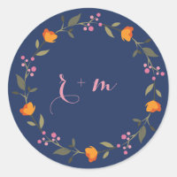 Custom Monogram Whimsical Floral Wreath Wedding