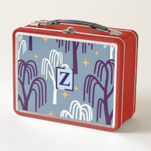 Custom Monogram Willow Tree Pattern Blue Metal Lunch Box