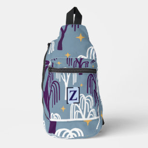 Custom Monogram Willow Tree Pattern Sling Bag 