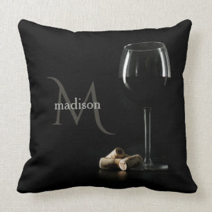 Custom Monogram Wine Glass throw pillows