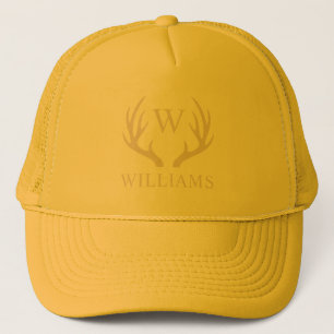 Custom Monogram with Black White Deer Antler Trucker Hat