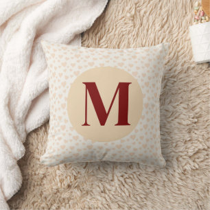 Custom Monogram with hearts for kids room Throw Pillow