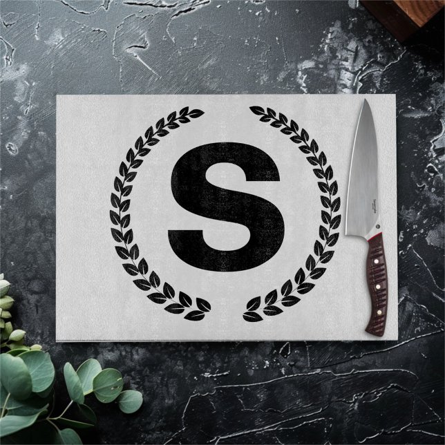 Custom Monogram with Laurel Leaves Cutting Board (Creator Uploaded)