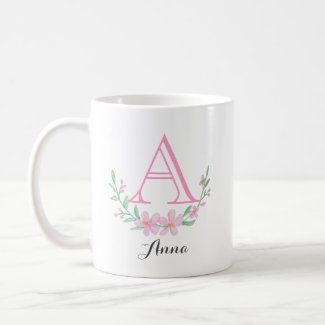 Custom Monogram with name Personalized Floral Coffee Mug