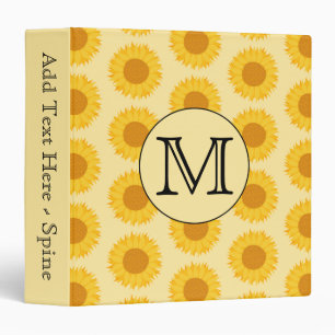 Custom Monogram, with Yellow Sunflowers. Binder