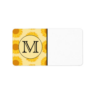 Custom Monogram, with Yellow Sunflowers. Label