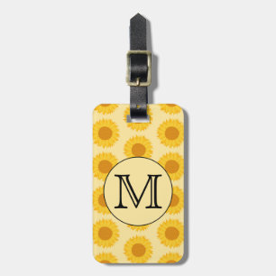 Custom Monogram, with Yellow Sunflowers. Luggage Tag