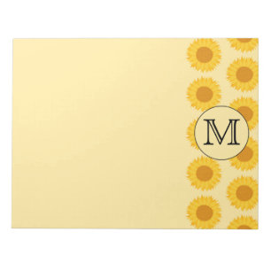 Custom Monogram, with Yellow Sunflowers. Notepad