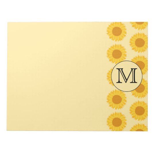 Custom Monogram, with Yellow Sunflowers. Notepad