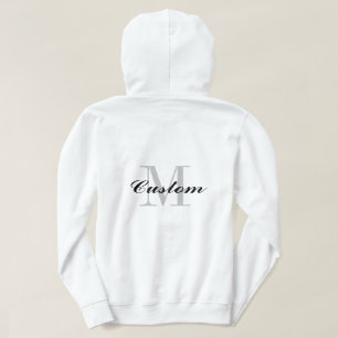 Custom monogram women's pullover hoodie in white