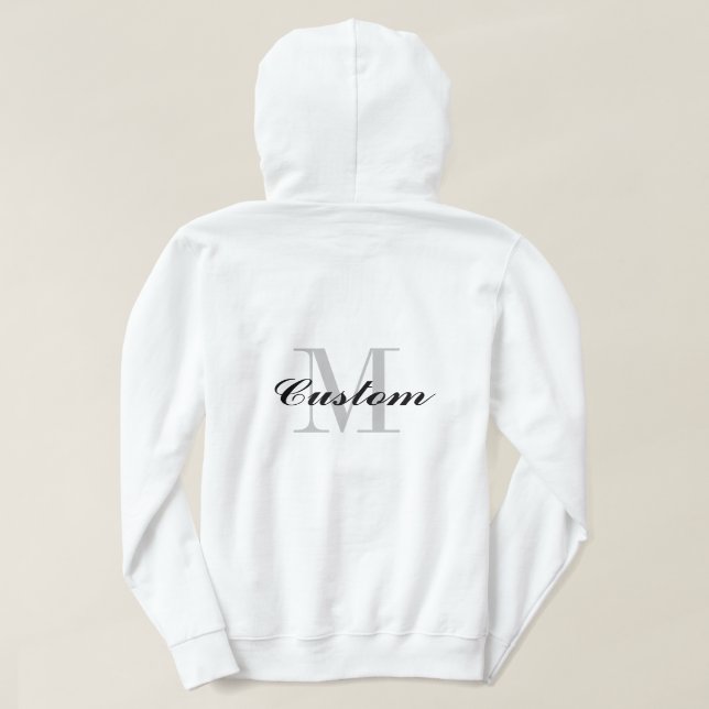 Custom monogram women's pullover hoodie in white (Design Back)