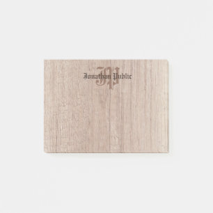 Custom Monogram Wood Look Old Script Template Post-it Notes